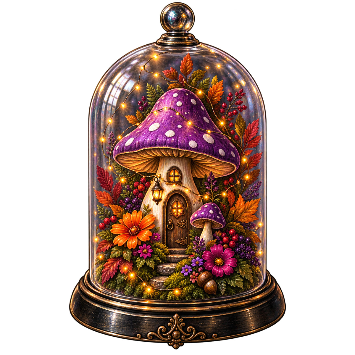 Mushroom Manor Under Glass – Fall Cover Minder