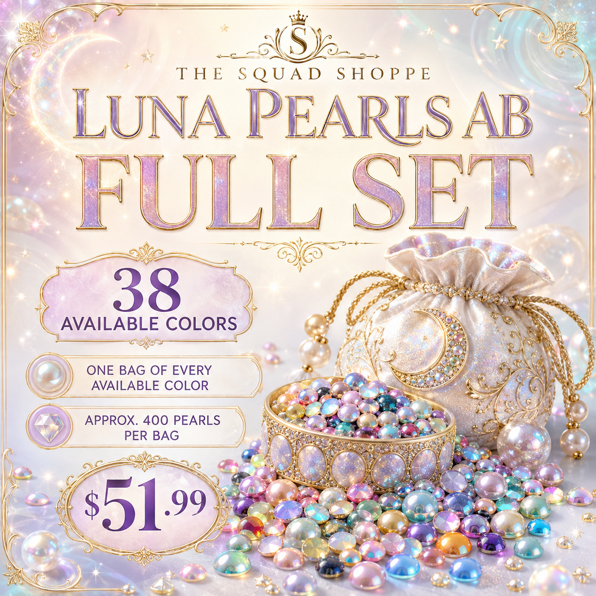 Complete Collection of Luna Pearls – AB (38 Colors)