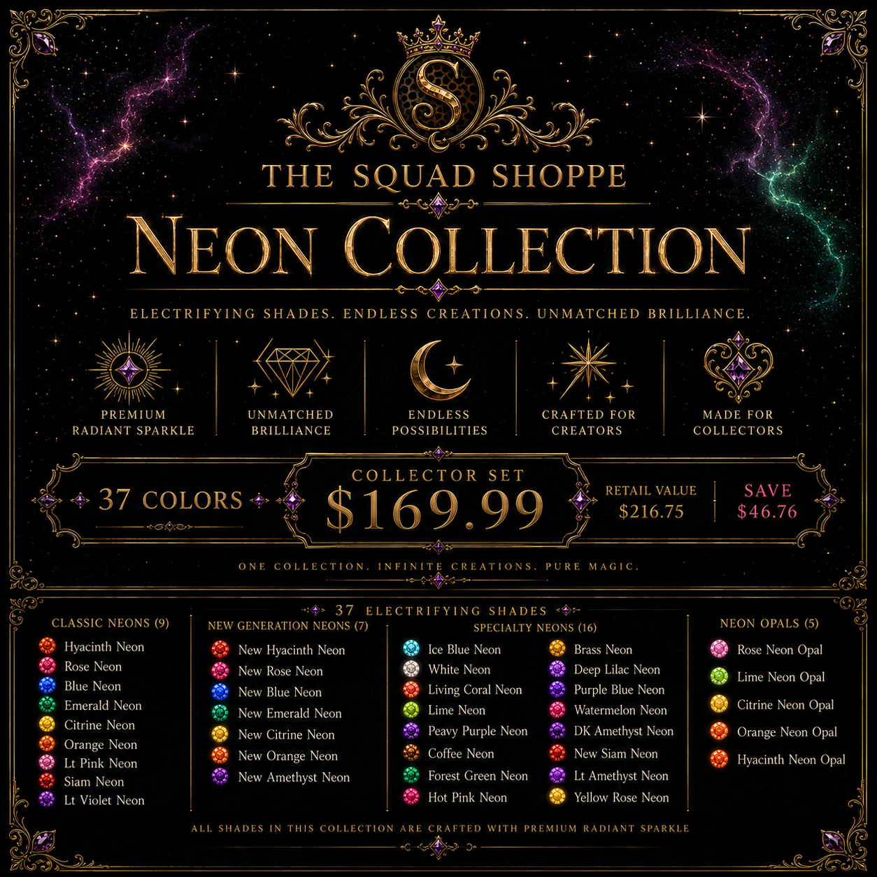 Radiant Realms Neon Collection | Complete 37-Color Collector Set