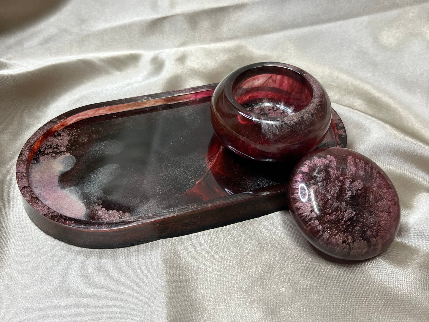 Miranda Made | Crimson Noir | Trinket Tray & Trash Pot Set