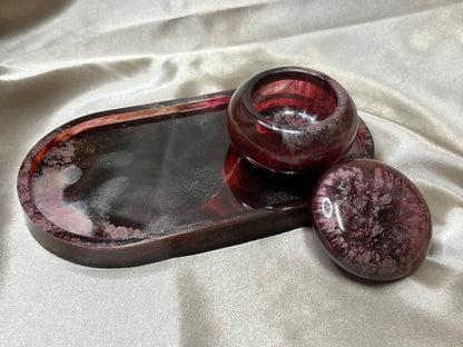 Miranda Made | Crimson Noir | Trinket Tray & Trash Pot Set