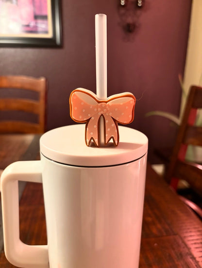 Pretty in Pink Bow Straw Topper
