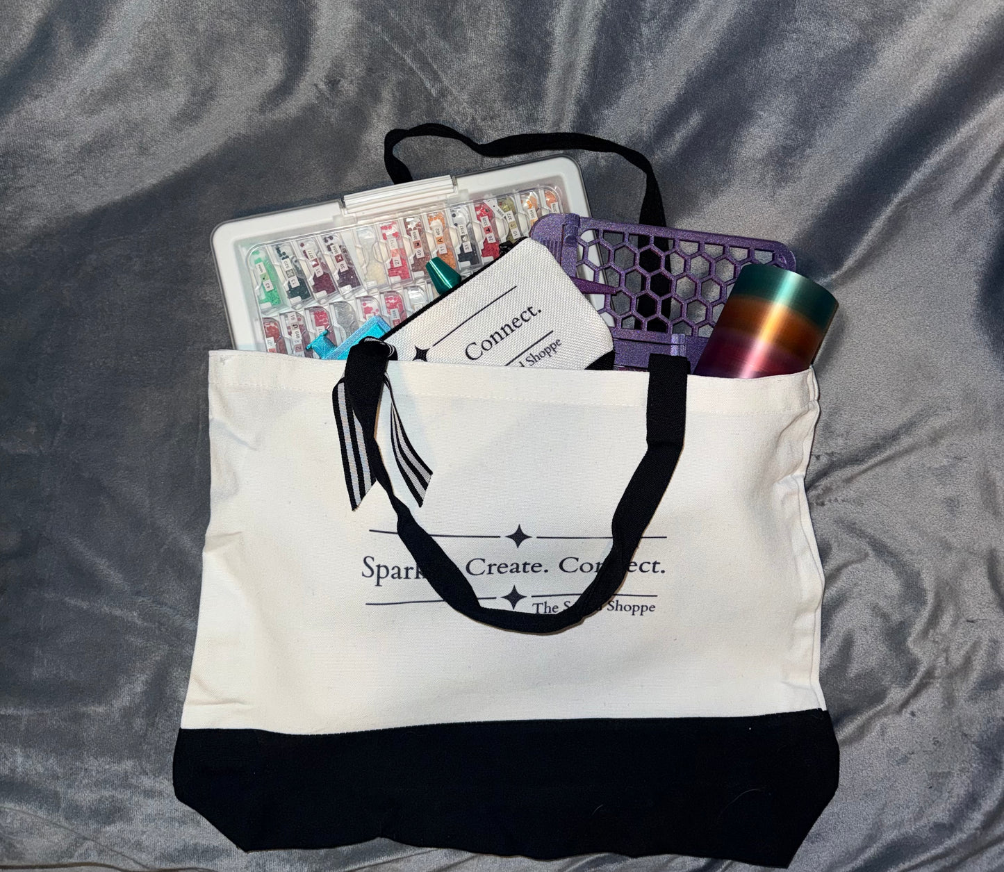 Sparkle. Create. Connect. Canvas Tote Bag