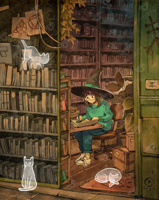 Studying at the Library - Simz.Art - Diamond Art Club
